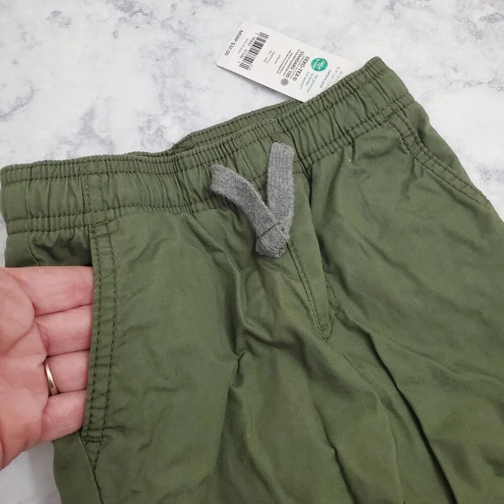 Carters Baby Boys 18M Green Elastic Waist Jogger‎ Pants With Pockets